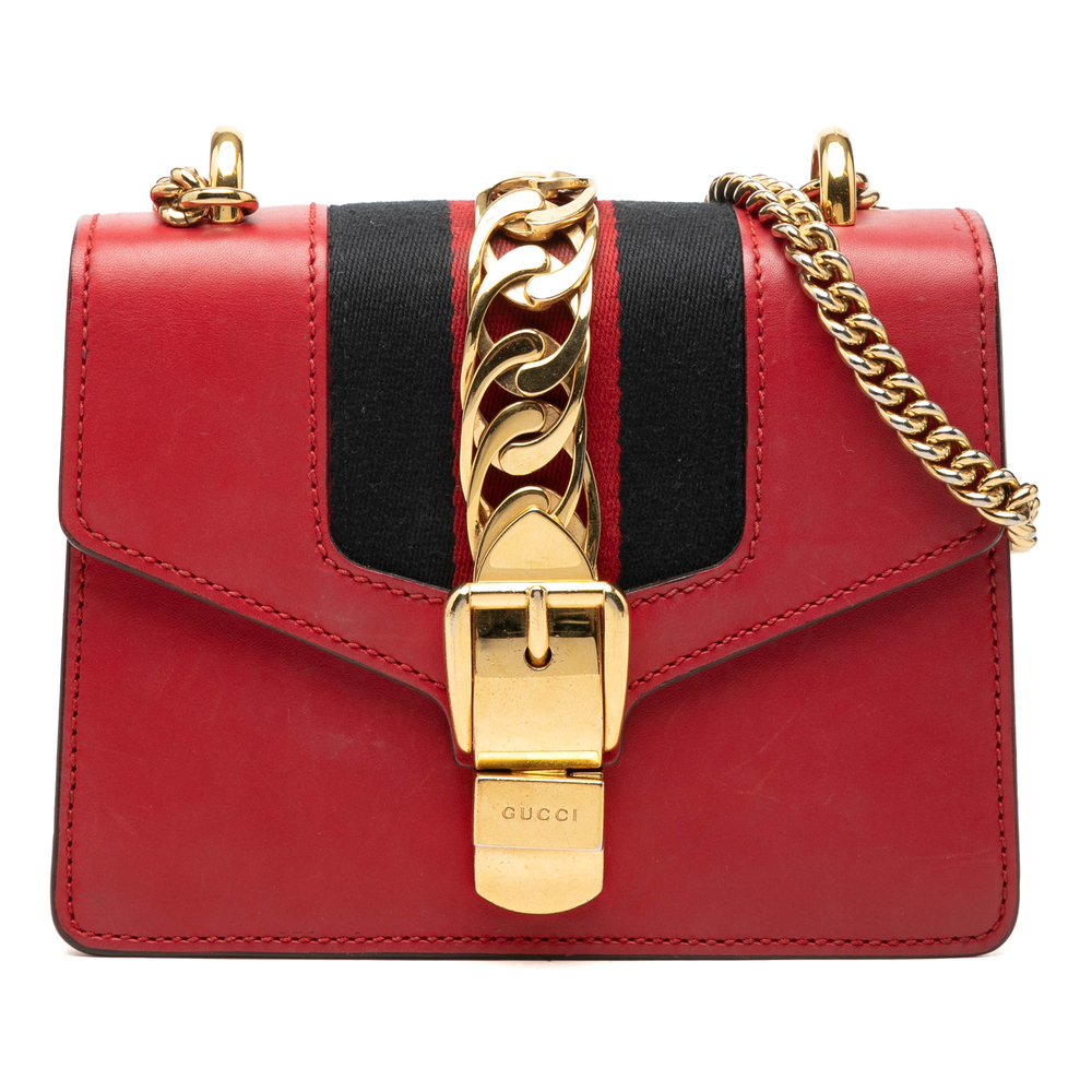 Pre-Loved Gucci Mini Calfskin Web Sylvie Chain Satchel